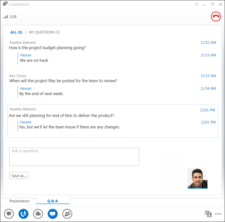 Lync's Q&A Manager lets you control attendee feedback effectively.